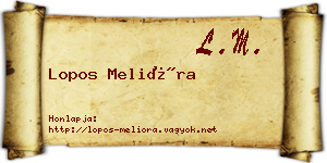 Lopos Melióra névjegykártya